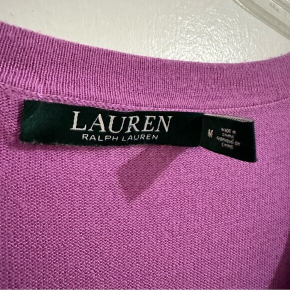 Lauren Ralph Lauren Purple Silk Blend Sweater V Neckline Size Medium Lightweight - Picture 4 of 9